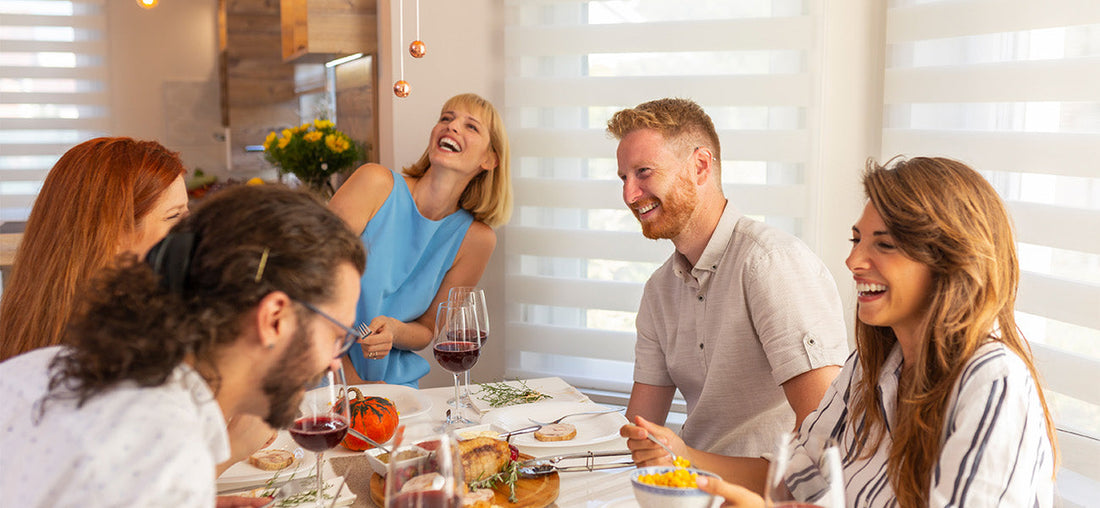 friends playing Best Dinner Party Conversation Cards